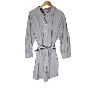 Preppy Ophelia Roe Belted Shirt Dress Striped Blue Button-Up 1X